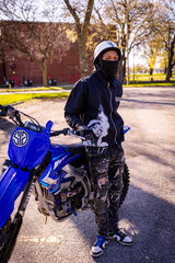 SOSA BRAND BLACK ZIPPED SHORT-SLEEVE SHIRT