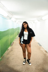 SOSA BRAND BLACK ZIPPED SHORT-SLEEVE SHIRT