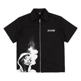 SOSA BRAND BLACK ZIPPED SHORT-SLEEVE SHIRT